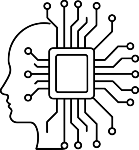 Silhouette of head with computer chip