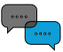 Two overlapping speech bubbles, one gray and one blue, representing conversation or communication.