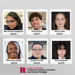 Group photo introducing six students on the Spring 2025 Student Pedagogical Partner Co-Design Team.