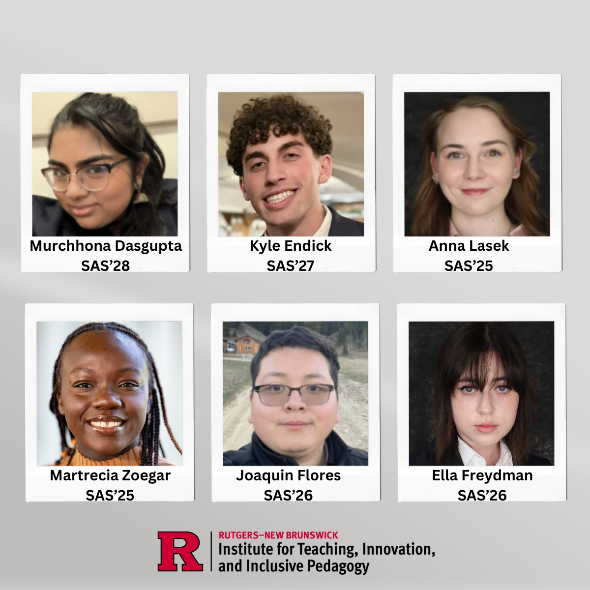 Group photo introducing six students on the Spring 2025 Student Pedagogical Partner Co-Design Team.