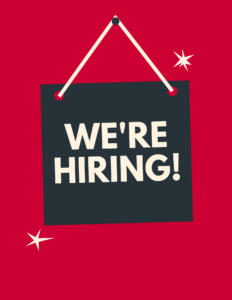 We're Hiring in red and black