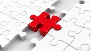 Red and white puzzle pieces.