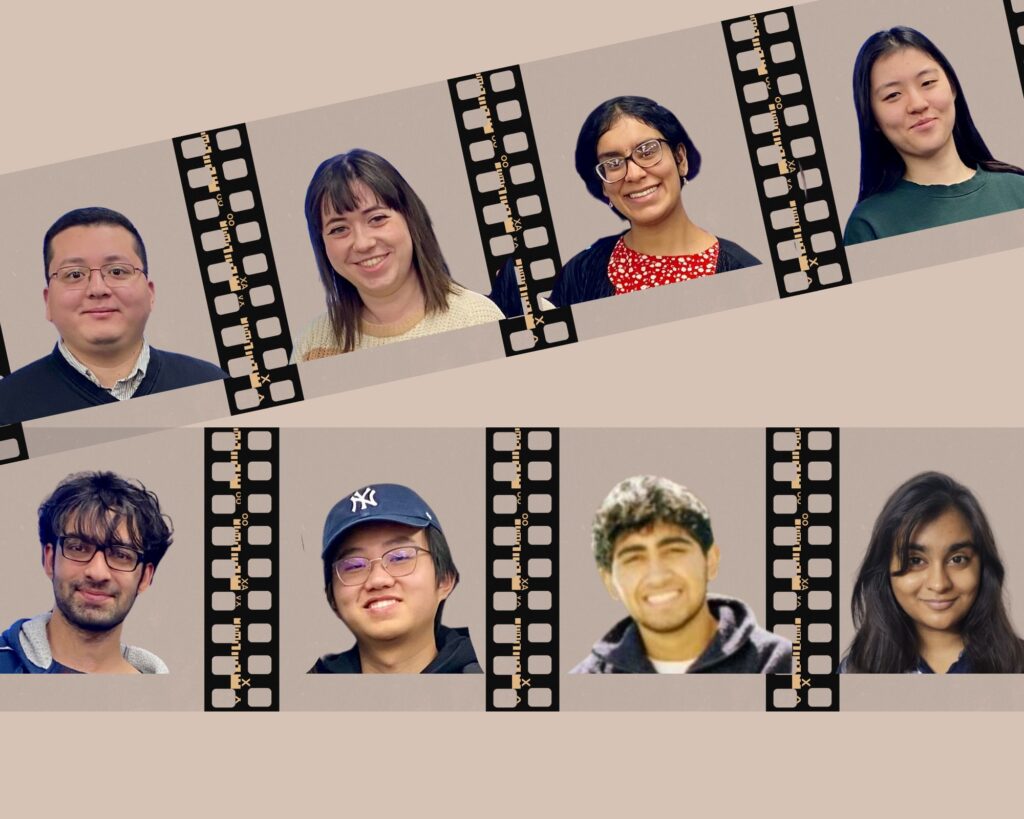 Filmstrips with 8 headshots of students