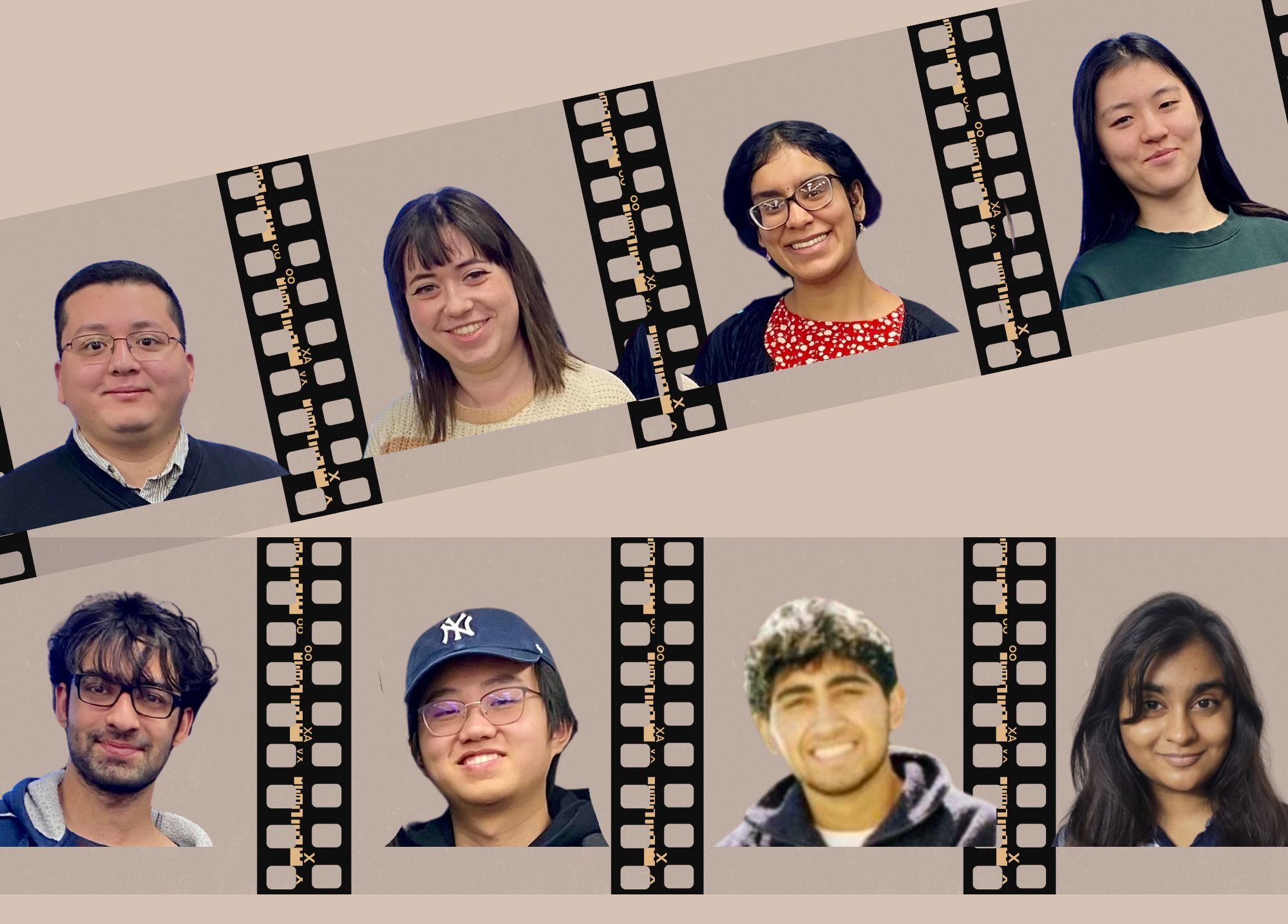 Filmstrips with 8 headshots of students